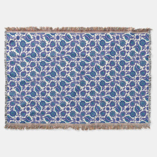 Couverture Motif de fleur Iznik bleu