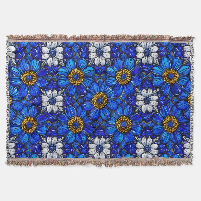Couverture Motif de fleurs bleues (Devant)