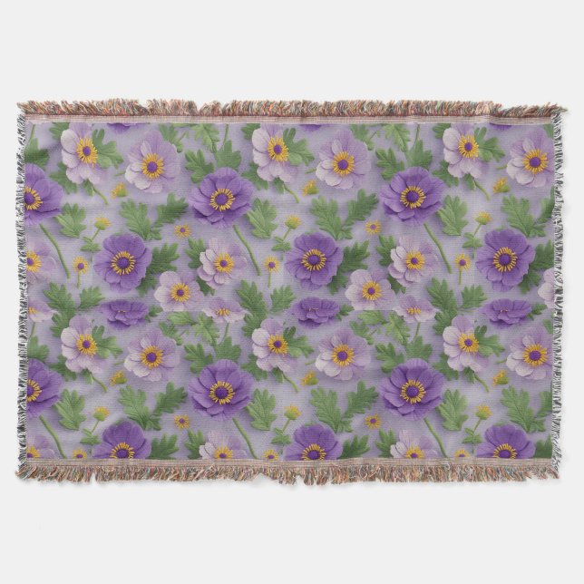 Couverture Motif de fleurs d'anémone violette (Devant)