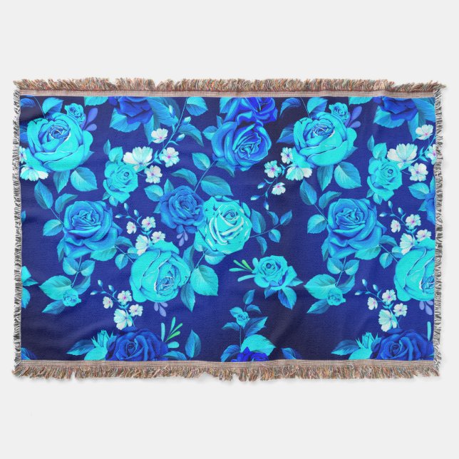 Couverture Motif de fleurs de rose bleue classique-87600 (Devant)