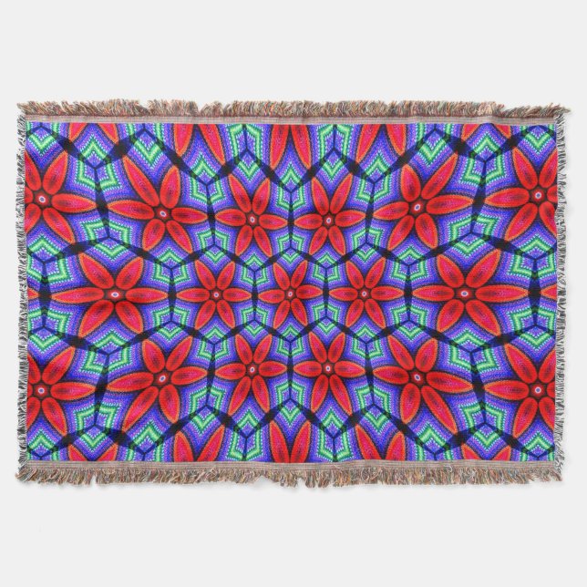 Couverture Motif de Fleurs de tissus rouges (Devant)