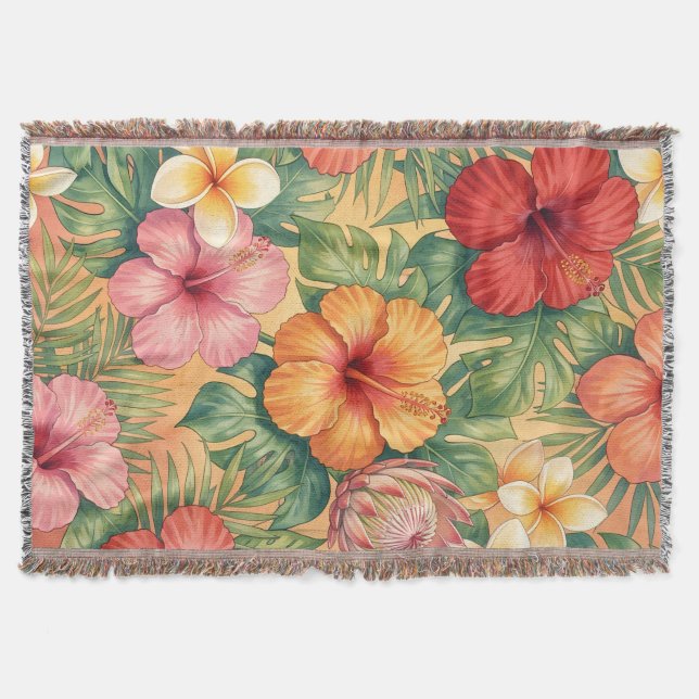 Couverture Motif de fleurs décoratives hawaïennes aloha (Devant)