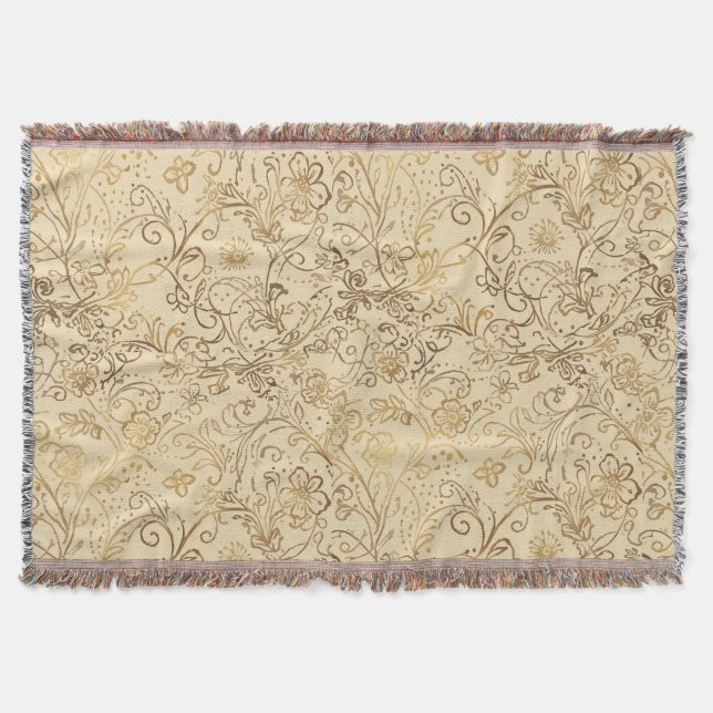 Couverture Motif de fleurs dorées luxueuses et charmantes (Devant)