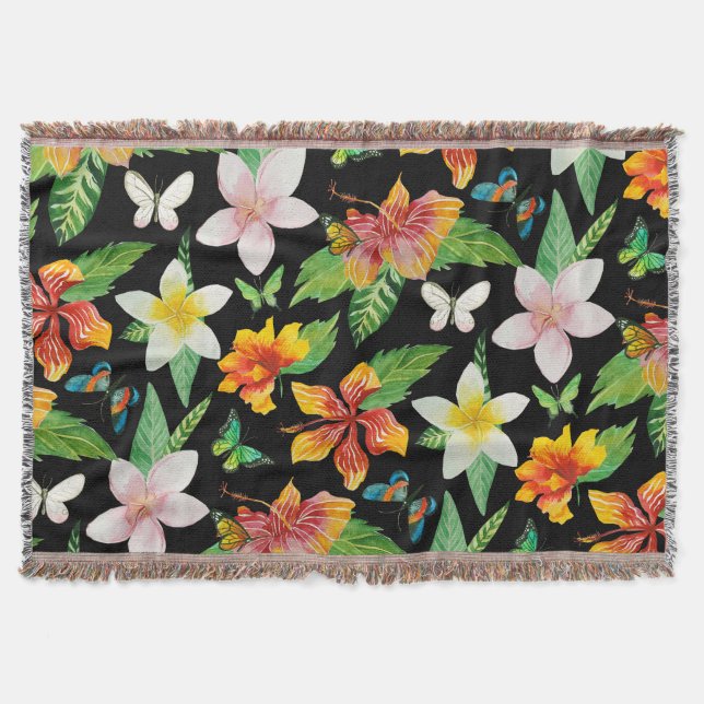 Couverture Motif de fleurs et papillons tropicaux (Devant)