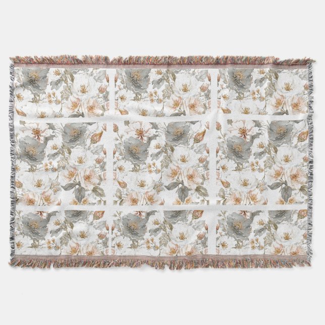 Couverture Motif de fleurs gris or luxueux et élégant  (Devant)