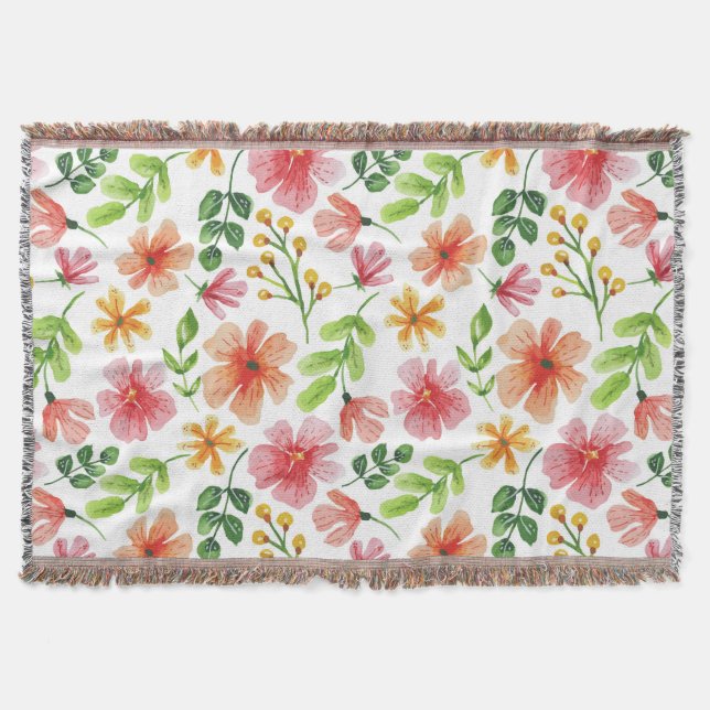 Couverture Motif de fleurs roses à l'aquarelle (Devant)