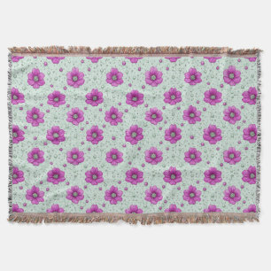 Couverture Motif de fleurs roses avec gouttelettes