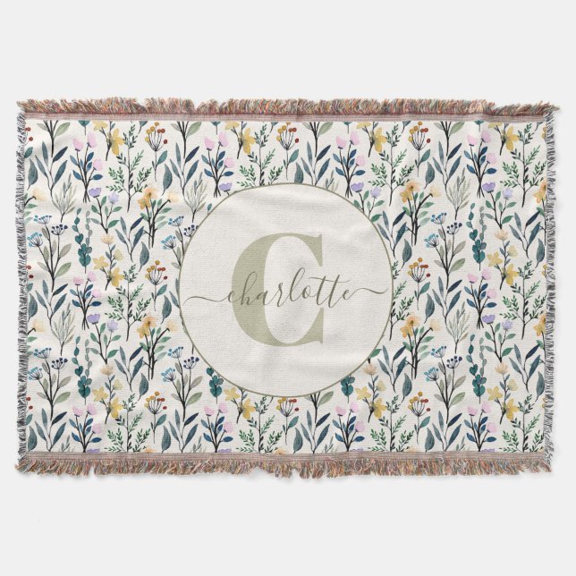Couverture Motif de fleurs sauvages à l'aquarelle boho avec m (Devant)
