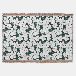 Couverture Motif de fleurs tropical blanc