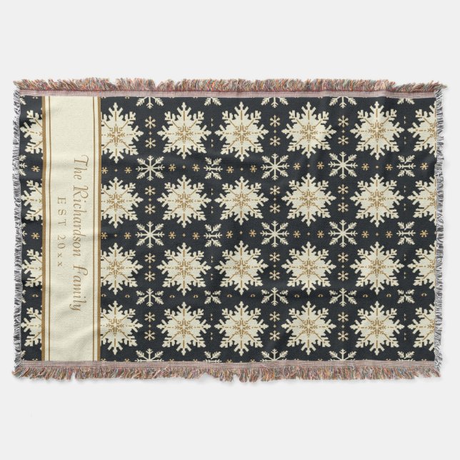 Couverture Motif de flocon de neige de Noël Faux Tricot Nom d (Devant)