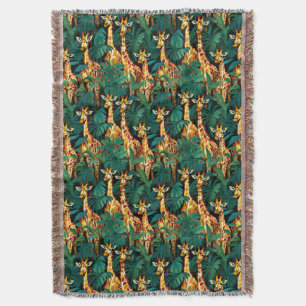 Couverture Motif de girafe dans une jungle verdoyante