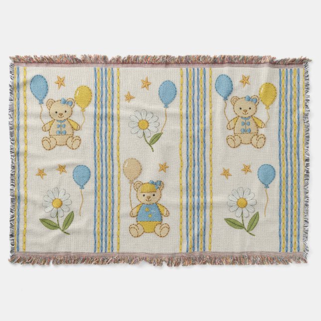 Couverture Motif de jardin de marguerites Ourson (10) (Devant)