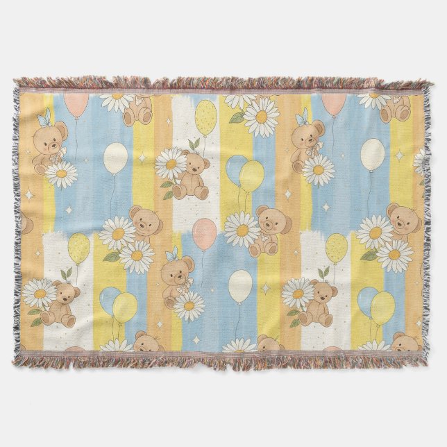 Couverture Motif de jardin de marguerites Ourson (12) (Devant)