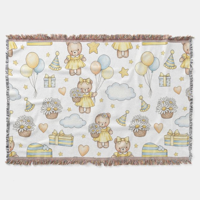 Couverture Motif de jardin de marguerites Ourson (14) (Devant)