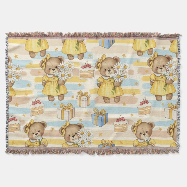 Couverture Motif de jardin de marguerites Ourson (5) (Devant)