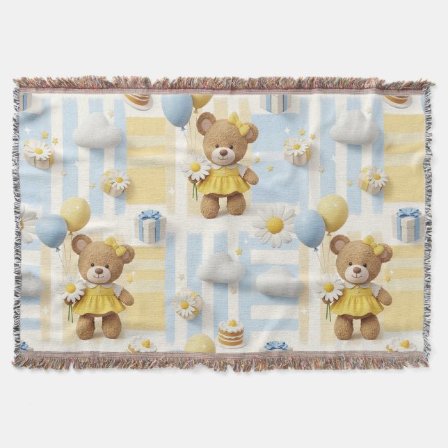 Couverture Motif de jardin de marguerites Ourson (8) (Devant)