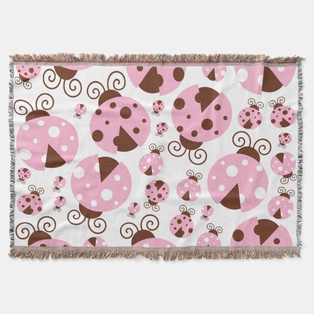 Couverture Motif De Ladybugs, Mignons Ladybugs, Pink Ladybugs (Devant)