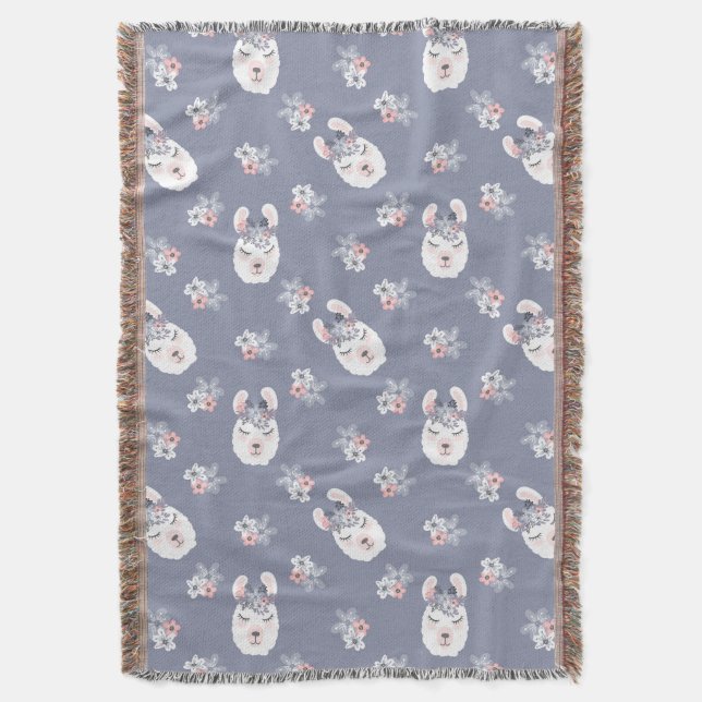 Couverture Motif de lamas et de fleurs (devant Vertical)