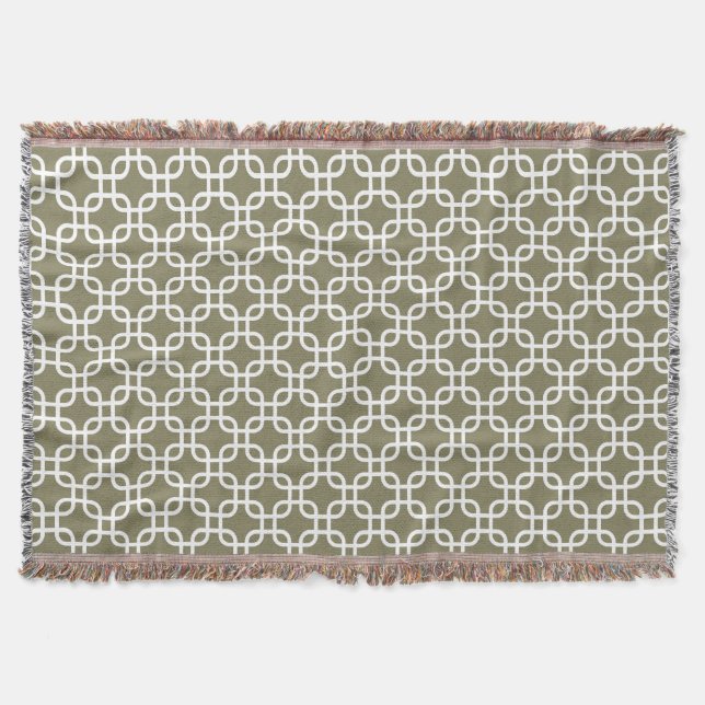 Couverture Motif de liens géométriques vert olive (Devant)