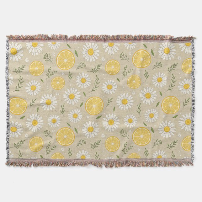 Couverture Motif de marguerite blanche citron (Devant)