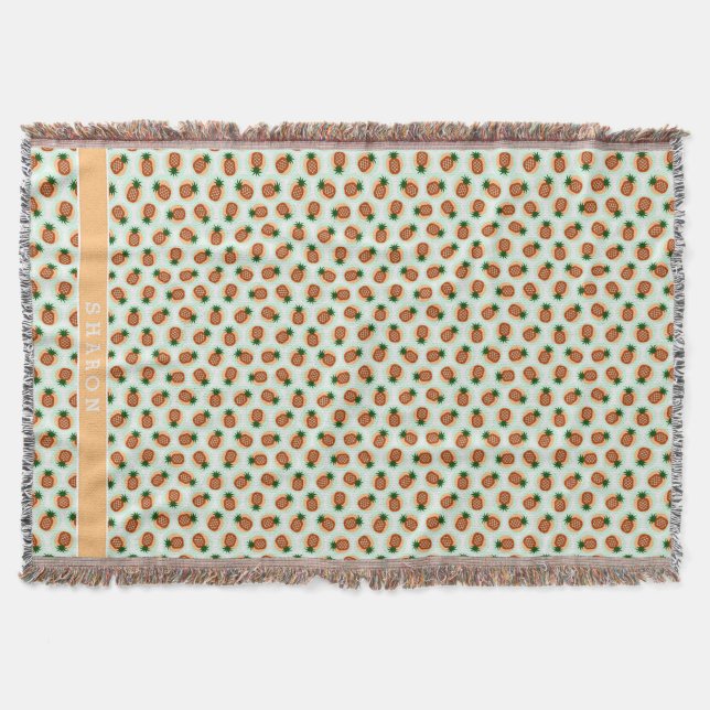 Couverture Motif de monogramme de ananas brun et vert menthe  (Devant)