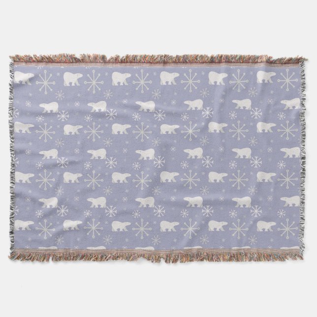 Couverture Motif de Noël avec ours polaires et flocons de nei (Devant)