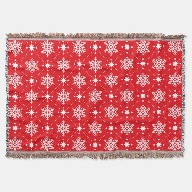 Couverture Motif De Noël Cosy Rouge Et Blanc (Devant)