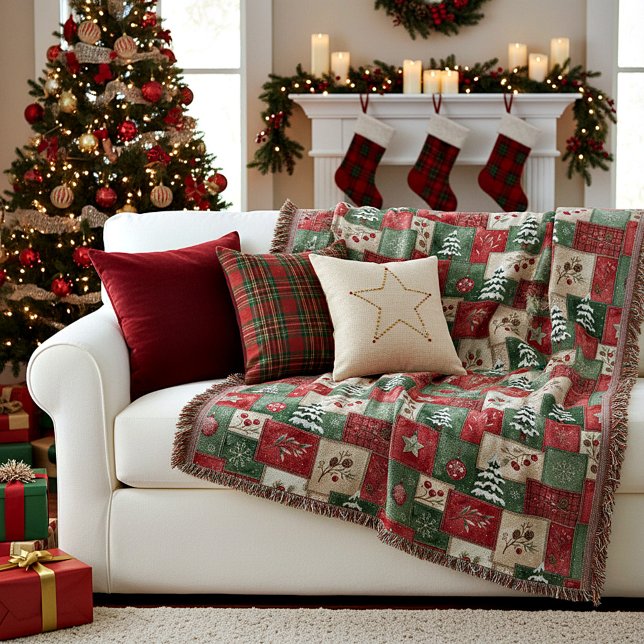 Couverture Motif de Noël en patchwork de campagne (Créateur téléchargé)