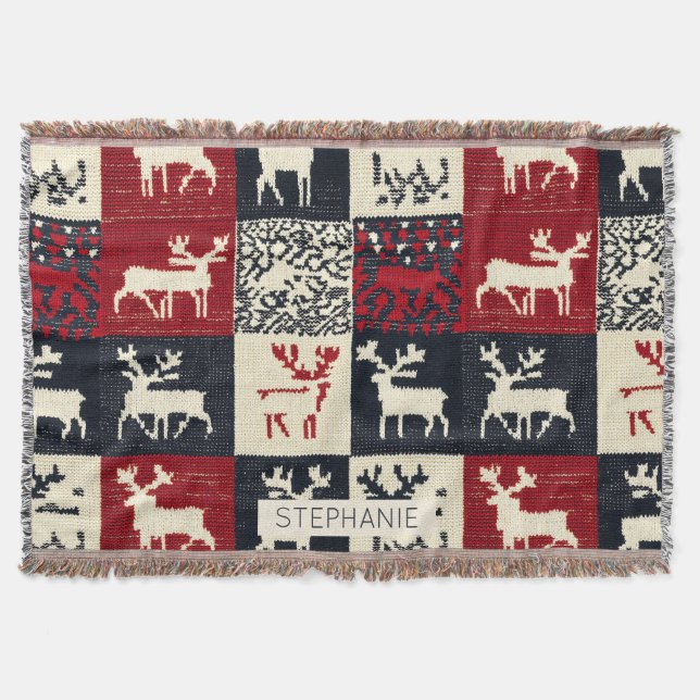 Couverture Motif de Noël en Patchwork | Rustique (Devant)