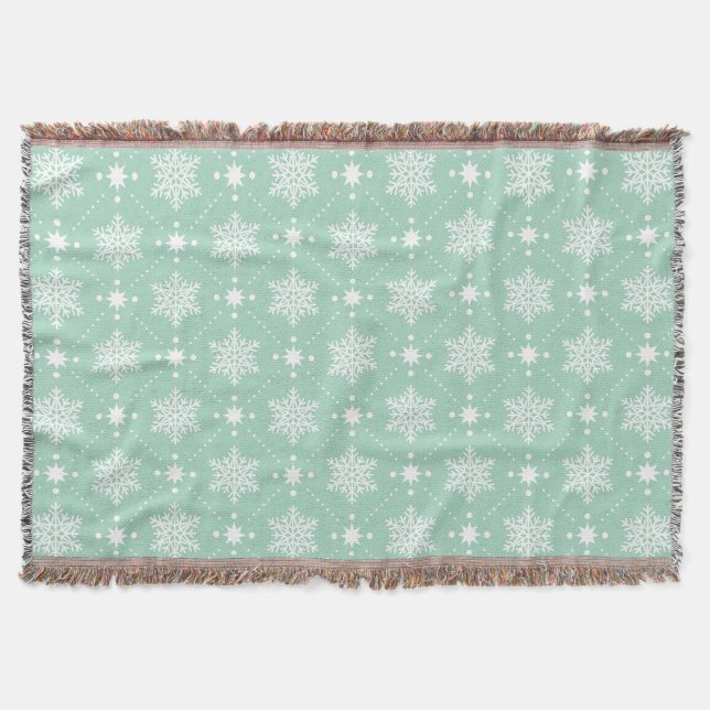 Couverture Motif de Noël Mint Green White (Devant)