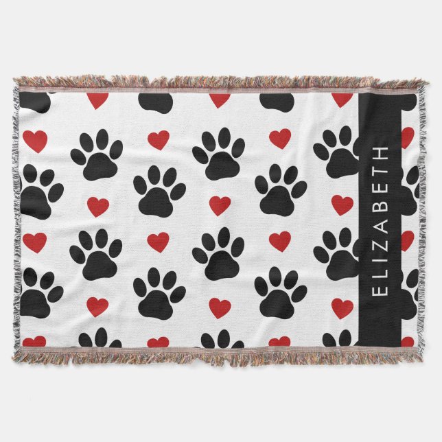 Couverture Motif De Pâtes, Pâtes Noires, Coeurs Rouges, Votre (Devant)