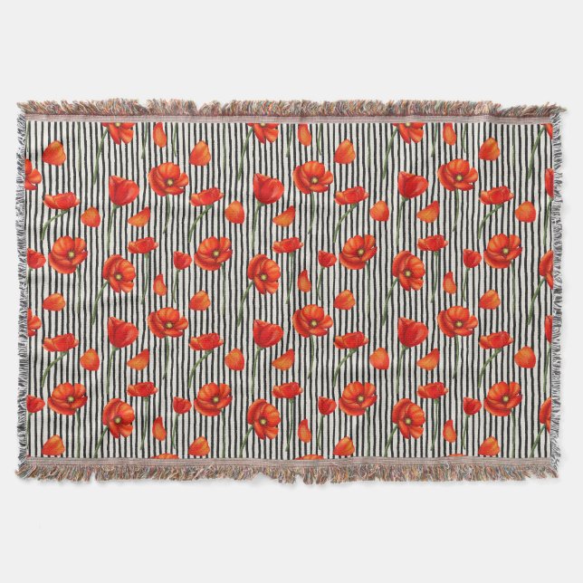 Couverture Motif de pavots et rayures (Devant)