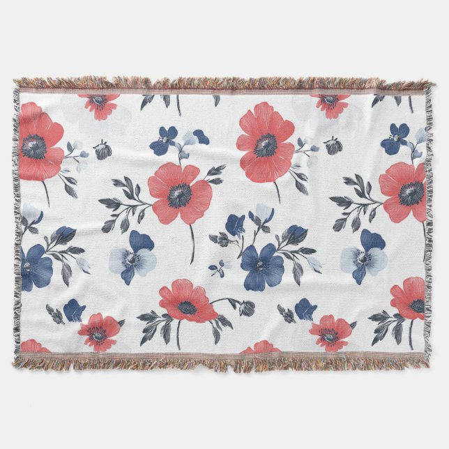 Couverture Motif de pépites d'aquarelle - Rouge, Bleu et Blan (Devant)