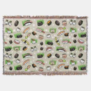 Couverture Motif de personnages de sushi mignons Sushi Kawa