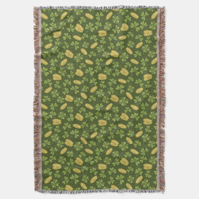 Couverture Motif de pièce d'or de feuille et de trèfle (devant Vertical)