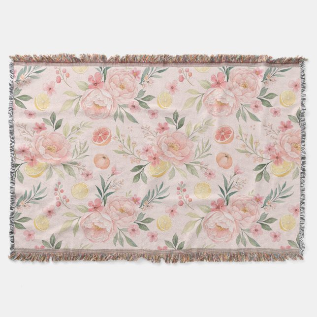 Couverture Motif de pivoine rose citron (Devant)