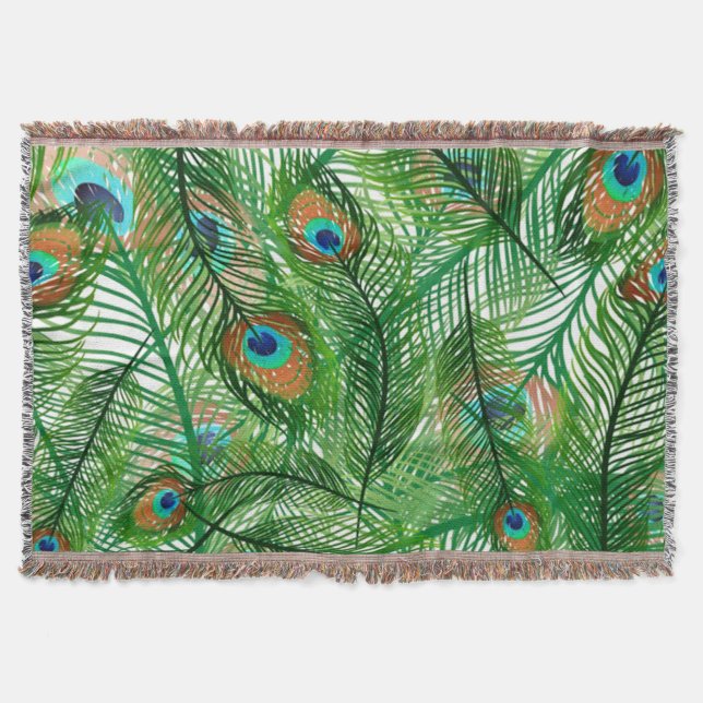 Couverture motif de plumes de paon (Devant)