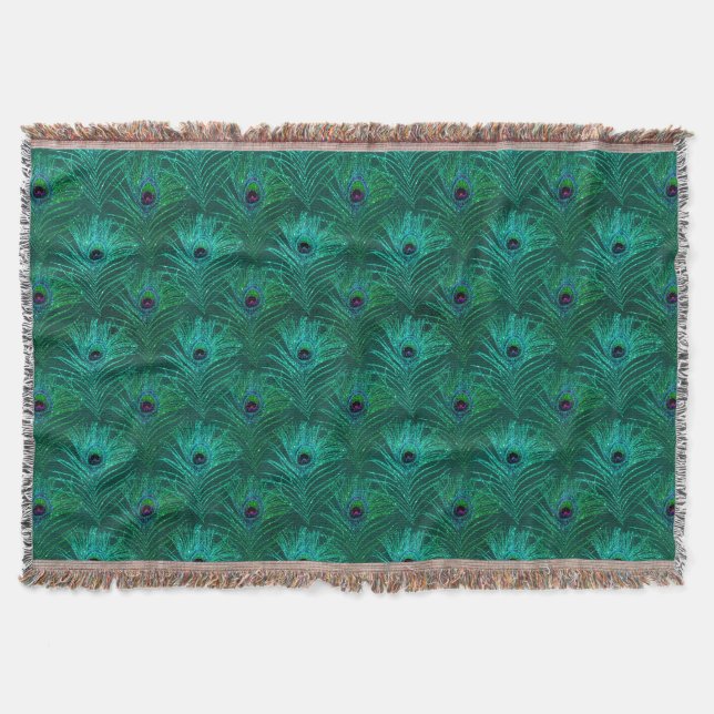 Couverture Motif de plumes de paon sarcelle  (Devant)