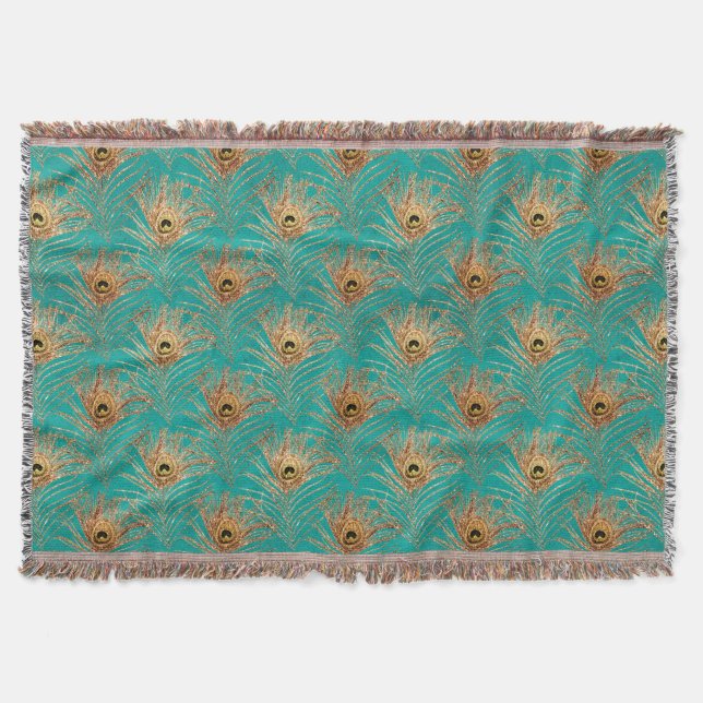 Couverture Motif de plumes de paon scintillantes  (Devant)