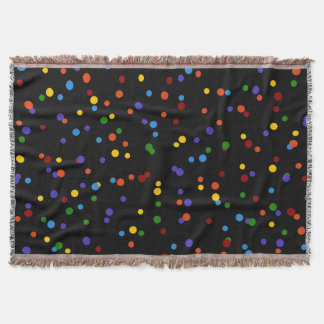 Couverture Motif de points arc-en-ciel dispersés sur fond noi