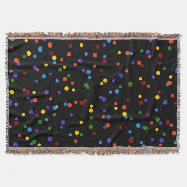 Couverture Motif de points arc-en-ciel dispersés sur fond noi (Devant)
