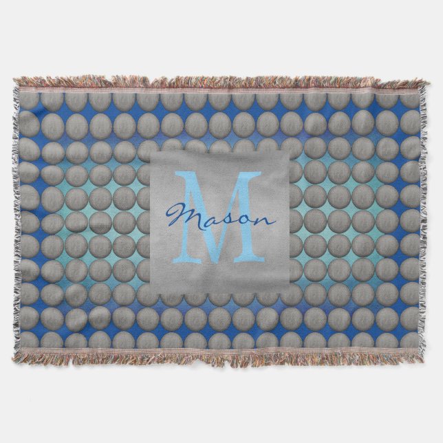 Couverture Motif de points Polka bleu et gris (Devant)