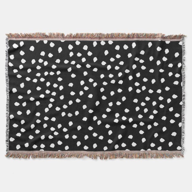 Couverture Motif de points Random Polka moderne noir et blanc (Devant)