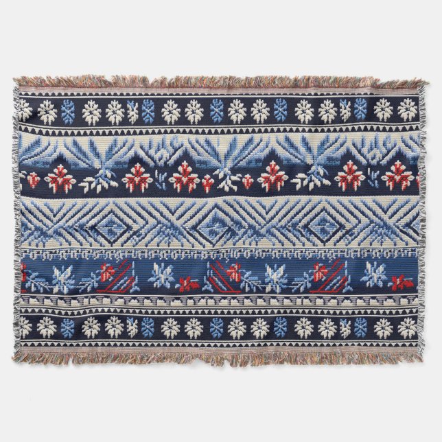 Couverture Motif de rayure de broderie folklorique (Devant)