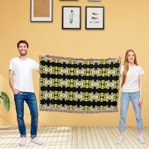 Couverture Motif de rayure ornementale jaune doré sans coutur