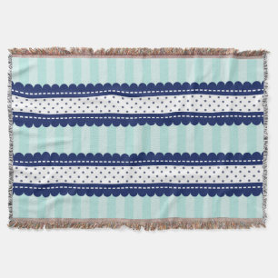 Couverture Motif de rayures et de pois de bleu marine d'Aqua