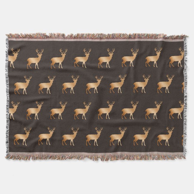 Couverture Motif de renne doré sur marron (Devant)