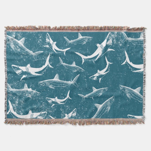 Couverture Motif de requins bleus en détresse (Devant)