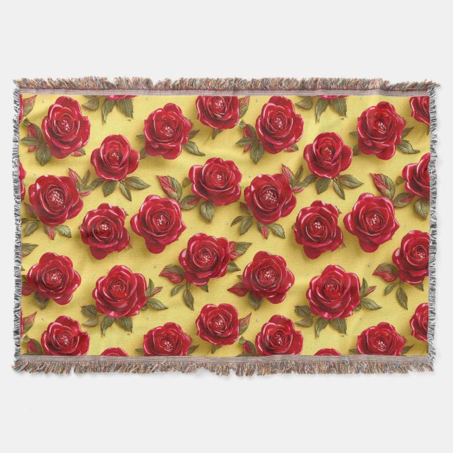 Couverture motif de roses rouges 3d (Devant)