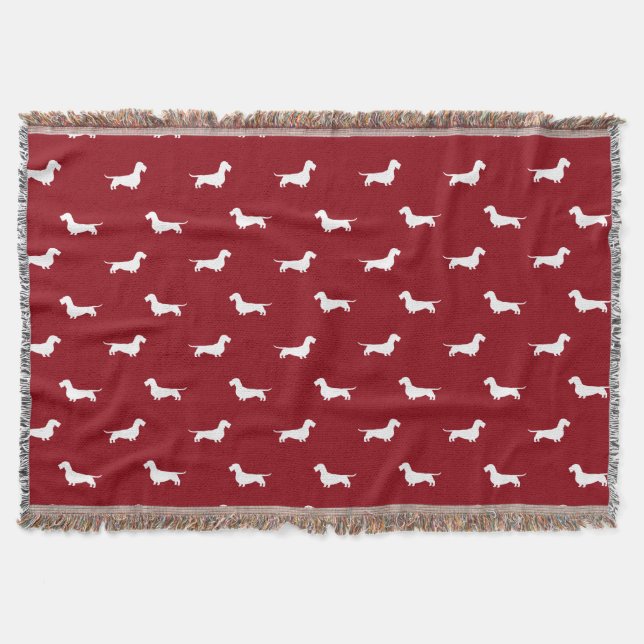 Couverture Motif de silhouettes de chien Dachshund à poil dur (Devant)